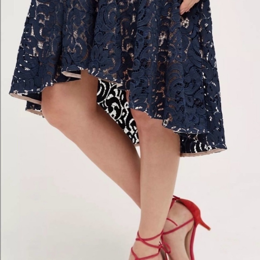 Maeve Navy High Low Lace Dress - Picture 3 of 7